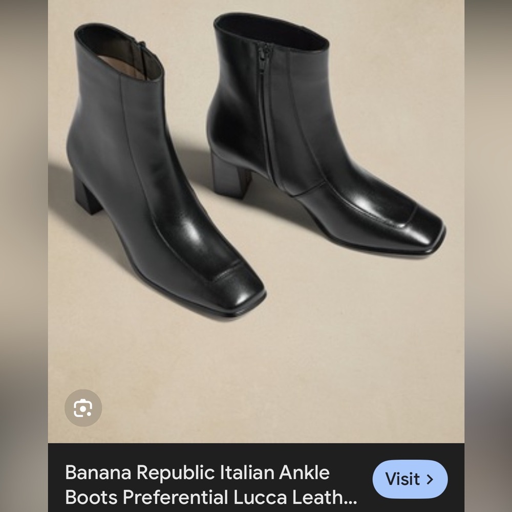 Banana Republic Black Italian Leather Ankle Boots-  Lucca Boots